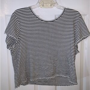 American Eagle Black and White Stripe Crop Top, L